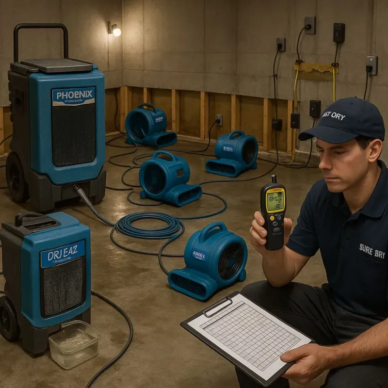 Structural Drying and Dehumidification process in Enfield, NC